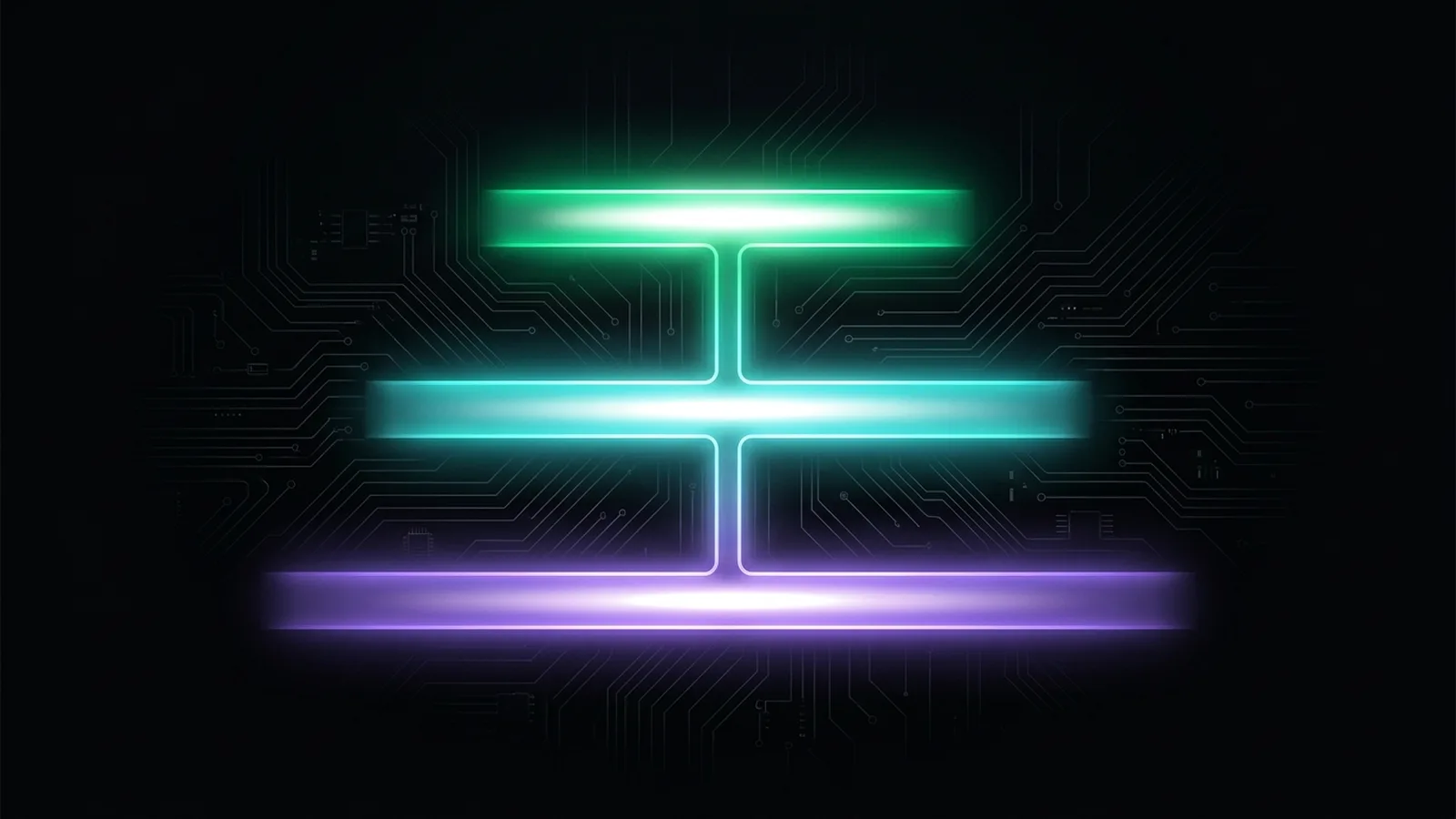 Three stacked tiers of light linked by a central vertical channel